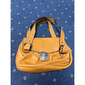 Marc Jacobs Pushlock Closure Shoulder Bag Brown Tan Leather‎ Lock Camel Handbag